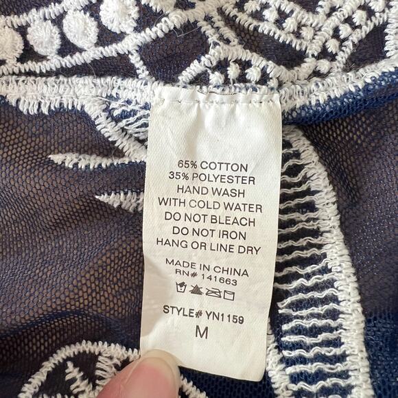 Embroidered Sheer Mesh Tunic Top Size Medium Fairy Coquette Whimsigoth Feminine - Picture 5 of 5